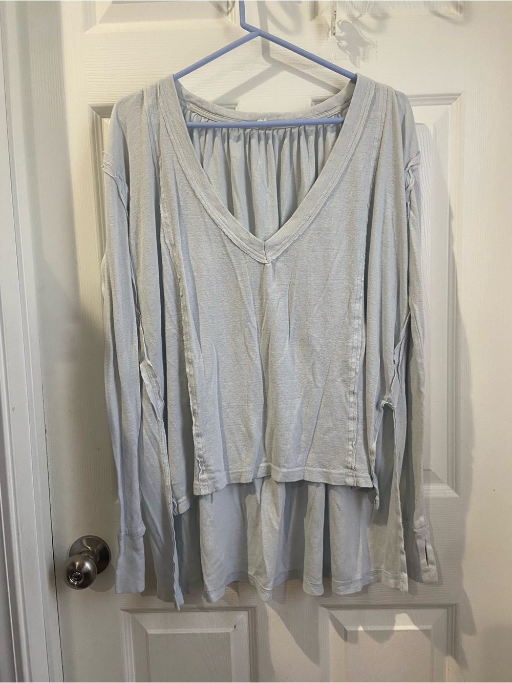 Free People Light Blue V-Neck Layered Tunic